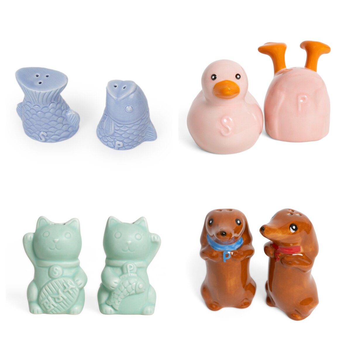 西班牙Helio Ferretti可爱动物创意盐罐胡椒瓶陶瓷2件套 德国直邮