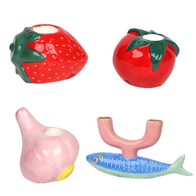 正品英国Talking Tables陶瓷烛台复古草莓大蒜番茄鱼造型德国直邮
