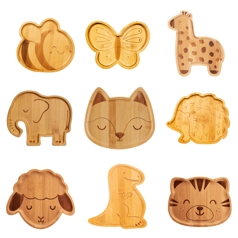 儿童餐盘竹制动物机车造型