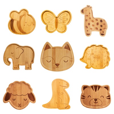 儿童餐盘竹制动物机车造型