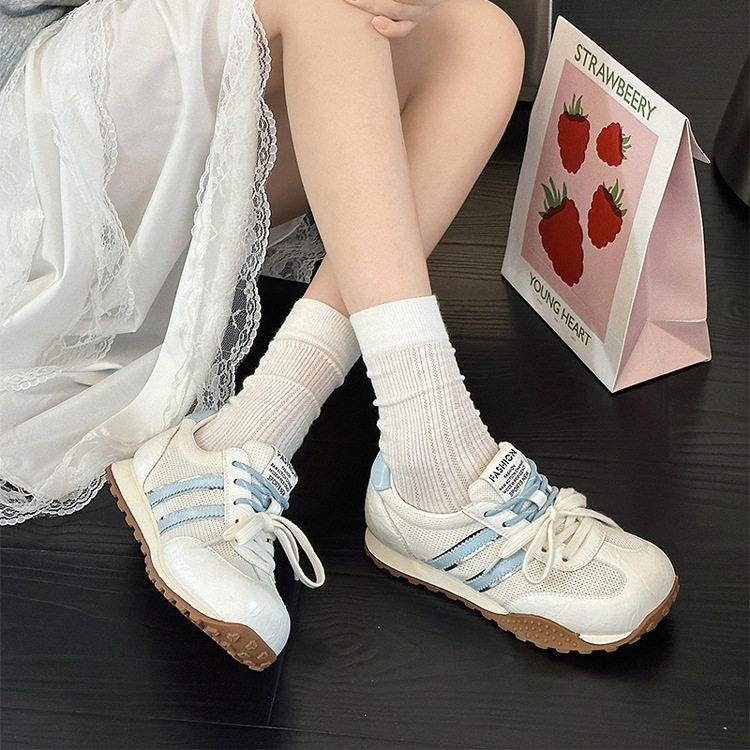 [明星同款]真皮德训鞋女小白鞋2025夏季新款百搭网面透气运动休闲,女鞋,时尚休闲鞋,淘宝优惠券,粉丝福利购,淘宝优惠卷