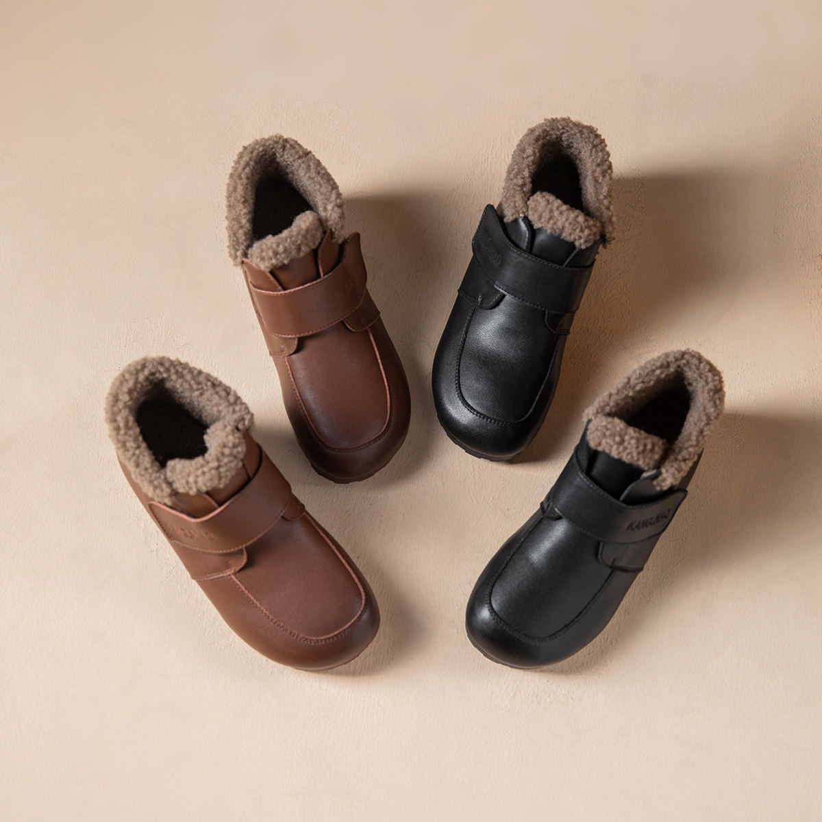 [明星同款]真牛皮软底妈妈鞋舒适棉鞋冬季女厚底雪地靴防水防滑平,女鞋,棉鞋,淘宝优惠券,粉丝福利购,淘宝优惠卷