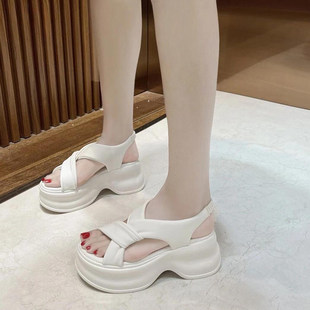 [明星同款]小个子厚底凉鞋女2025夏季新款鞋子百搭增高罗马鞋7cm