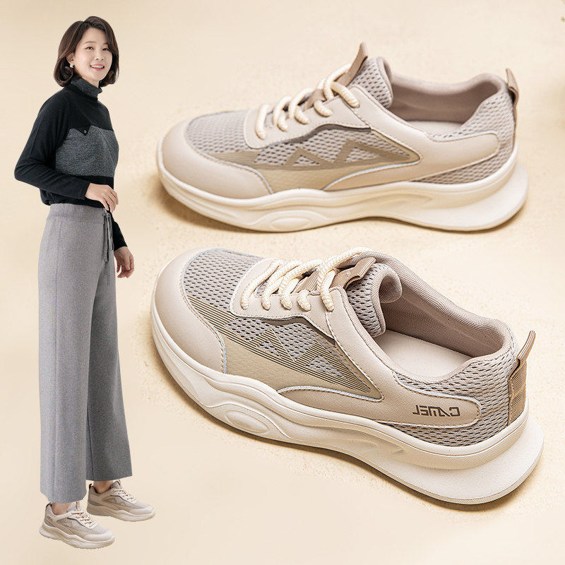 [明星同款]不累脚妈妈鞋运动鞋网面女款软底轻便透气跑步女鞋舒适