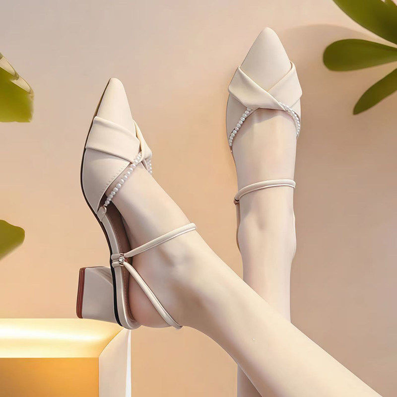 [明星同款]凉鞋女款2026新款夏季外穿配裙子高跟鞋粗跟单鞋小码33