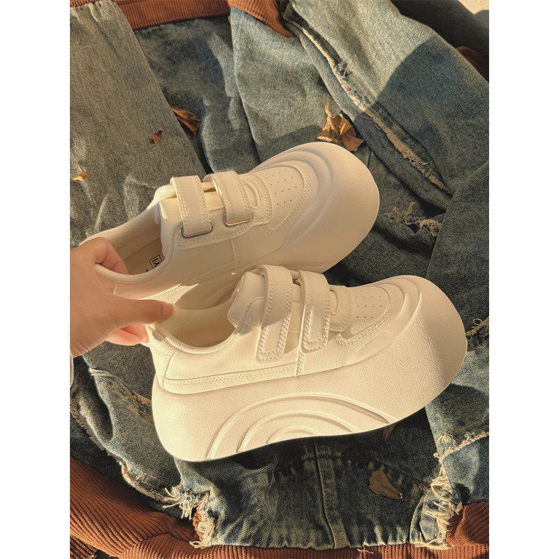 [明星同款]软牛皮~大头丑萌小白鞋女2025新款厚底真皮魔术贴运动,女鞋,时尚休闲鞋,淘宝优惠券,粉丝福利购,淘宝优惠卷