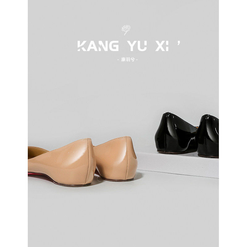 [明星同款]日常红底平底鞋女内增高2025年新款绝美法式裸色尖头气