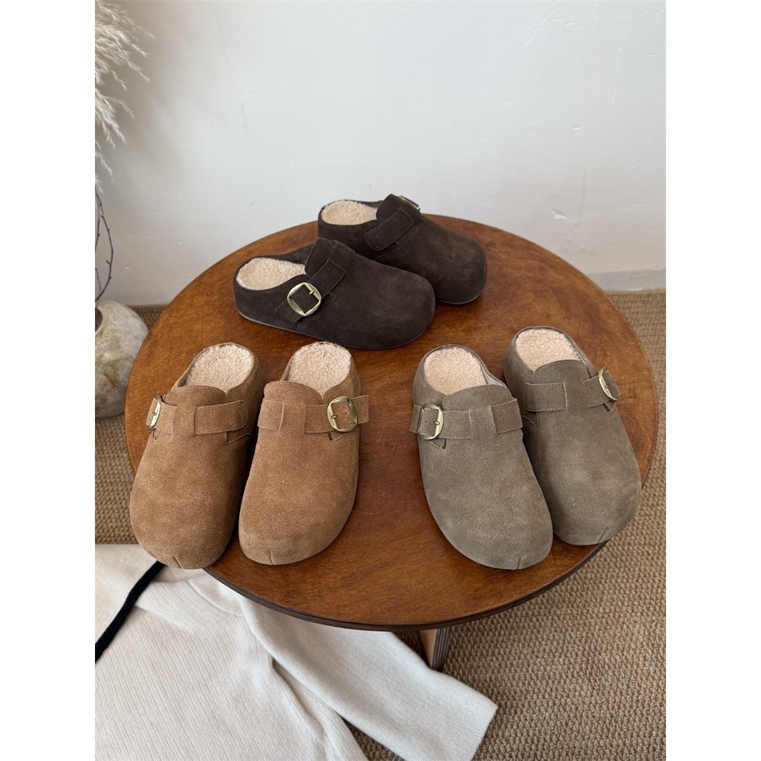 [明星同款]软糯吐司加绒勃肯鞋半拖懒人一脚蹬2025款厚底毛毛包头,女鞋,包头拖,淘宝优惠券,粉丝福利购,淘宝优惠卷