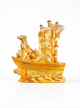 2026年属兔贵犬乘舟宝懿琉璃摆件