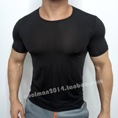 圆领高弹T 速干网孔透气丝滑半透健身修身 夏清爽轻薄男士 冰丝短袖