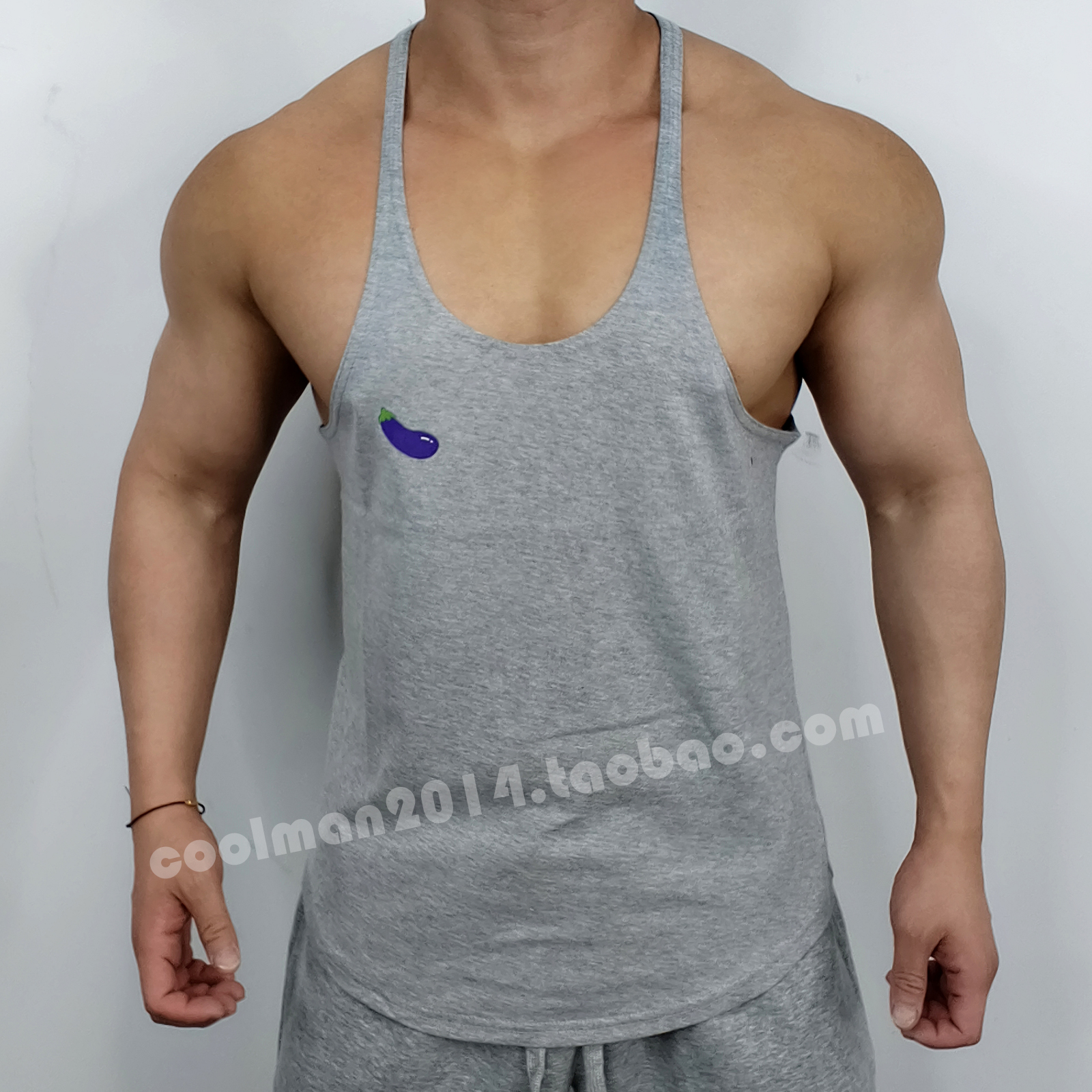 男士健美宽松背心肌肉男撸铁低胸露胸背心健体健身工字细肩带无袖
