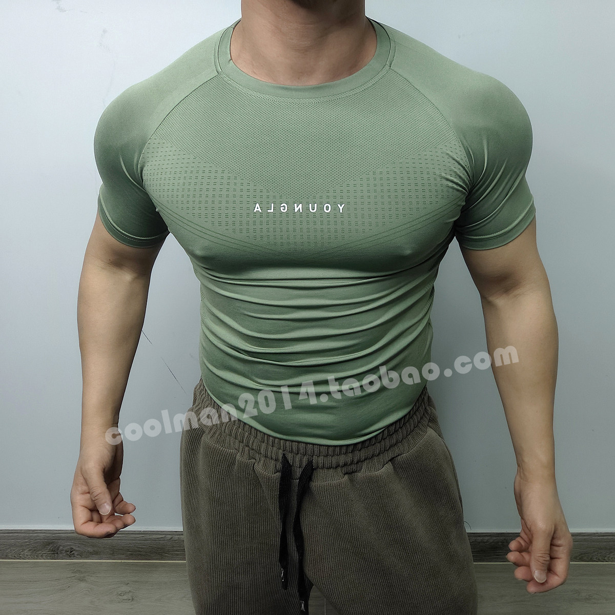 牛奶丝速干男士健身短袖T恤高弹紧身户外运动上衣撸铁跑步半截袖