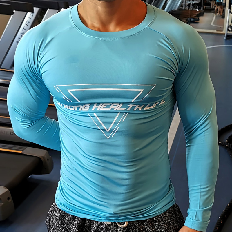男士健身长袖速干肌肉男紧身衣跑步运动服撸铁训练衣弹性T恤打底,运动服/休闲服装,健身衣,淘宝优惠券,粉丝福利购,淘宝优惠卷