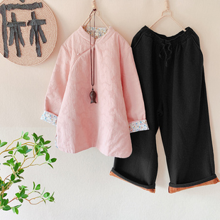 套装 棉裤 盘扣棉衣棉服加厚小棉袄新款 复古汉服小棉衣女中国风短款
