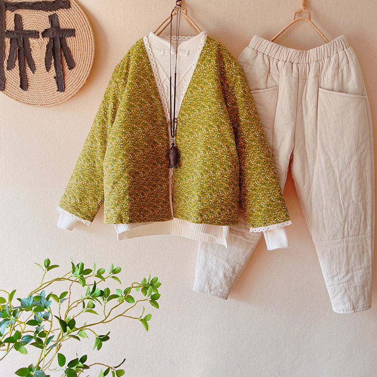 冬季复古加厚碎花小棉袄女宽松大码夹棉棉衣中式盘扣外套棉裤套装,女装/女士精品,时尚套装,淘宝优惠券,粉丝福利购,淘宝优惠卷