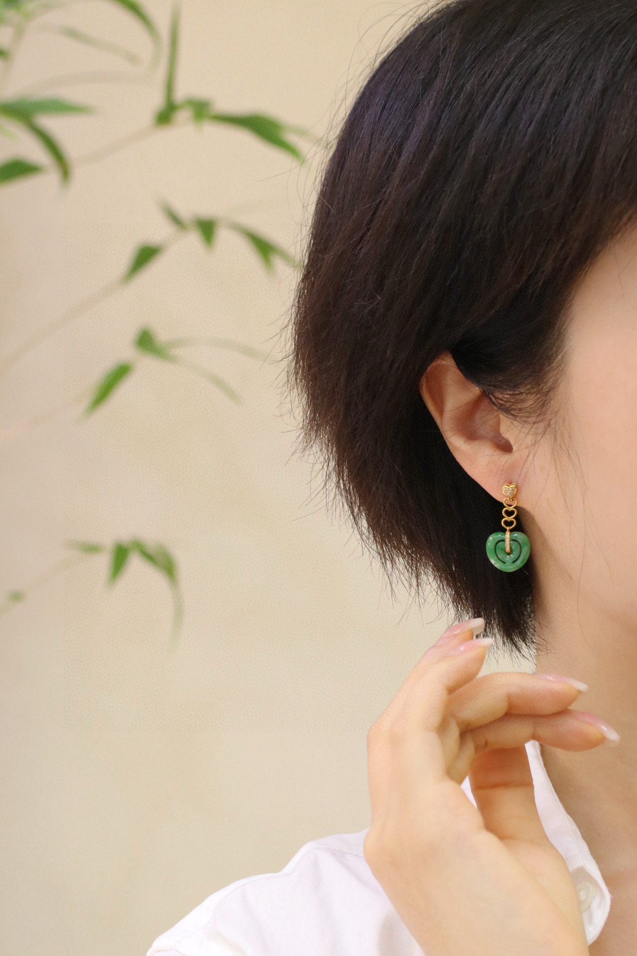 古风国风天然和田玉碧玉白玉翡翠耳环