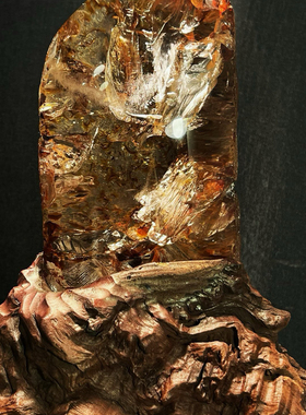 天然胶花粉幽灵水晶原石摆件