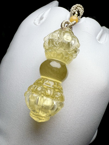 新款天然黄水晶金刚杵吊坠降魔杵金刚撅斧钺刀铃项链法器挂件