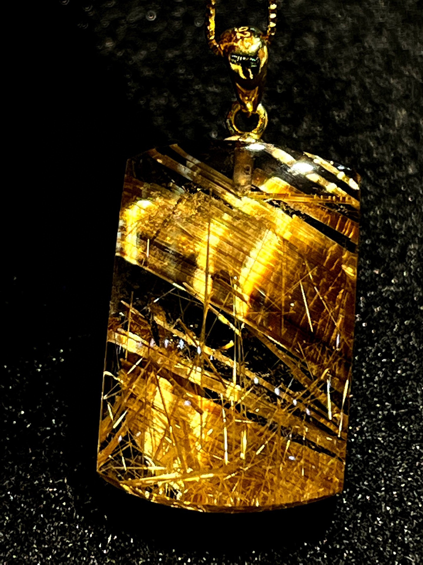 天然巴西钛晶无事牌水滴竹节吊坠 金发晶原石裸石水晶挂件 送证书