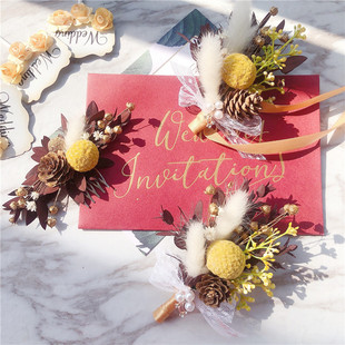 秋色森系干花永生花 胸花手花头花 新郎新娘草坪结婚礼商务嘉宾花