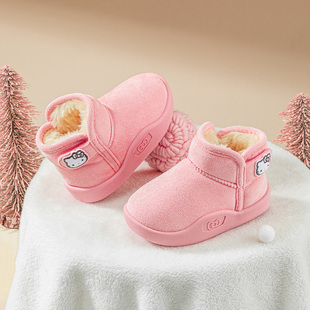 凯蒂猫童鞋女童加绒棉靴2025冬季新款儿童雪地靴女宝宝保暖短靴子