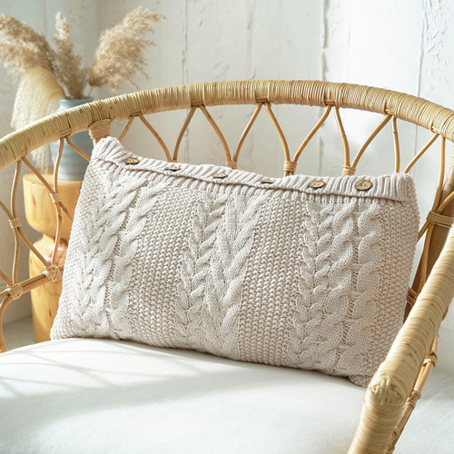 粗毛线大麻花长腰枕针织抱枕靠垫