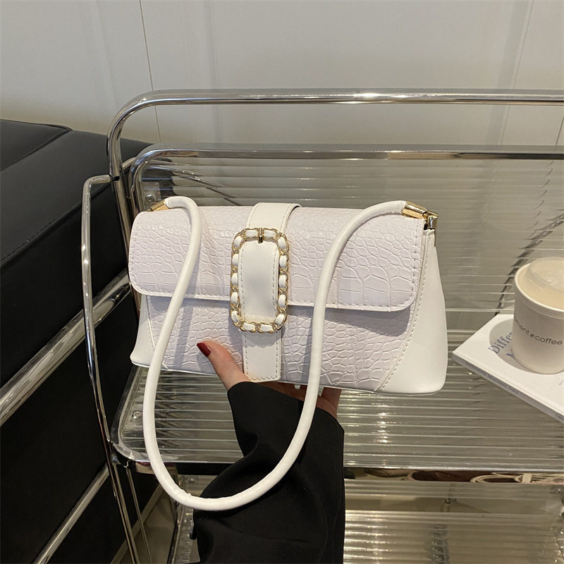 2026休闲纯色新款通勤法式复古休闲大容量单肩法棍斜挎腋下包女款