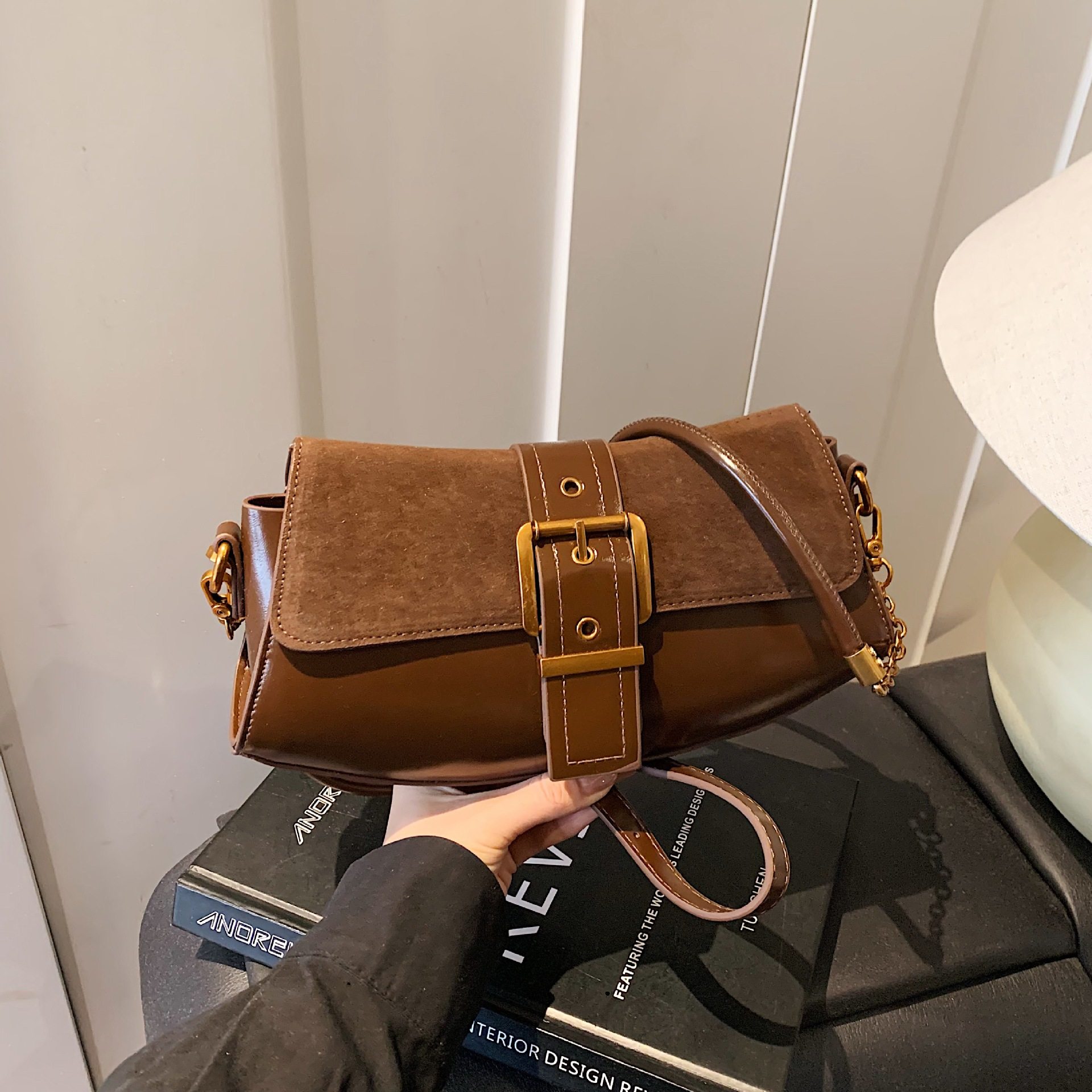 跨境拼接小包复古感百搭通勤包精致洋气单肩斜挎包小方包时尚百搭,箱包皮具/热销女包/男包,腋下包,淘宝优惠券,粉丝福利购,淘宝优惠卷