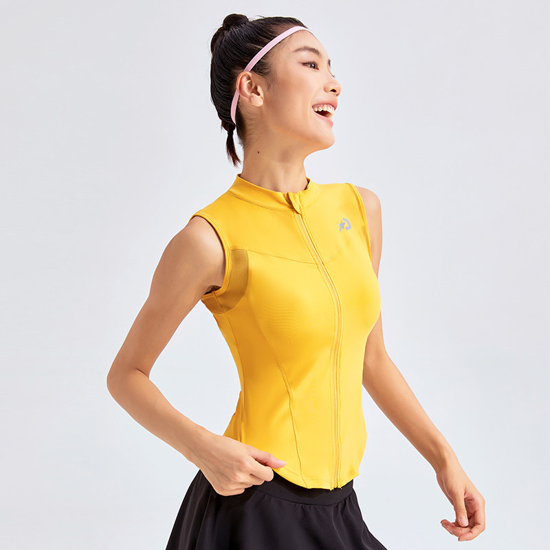 DYISE夏季立领拉链运动女跑步无袖t恤普拉提训练健身衣背心23012 - 实物图