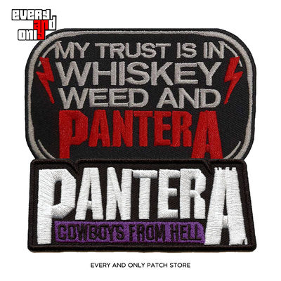 PANTERA潘多拉乐队Cowboys From Hell Whiskey刺绣PATCH布标布贴