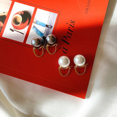 PDO 法式 优雅玻璃珠珍珠色贝珠小众简约轻奢chic巴洛克耳环复古