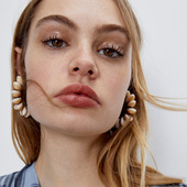 回馈款 PDO 天然贝壳石头ins欧美小清新夏日海滩圆圈C圈耳环