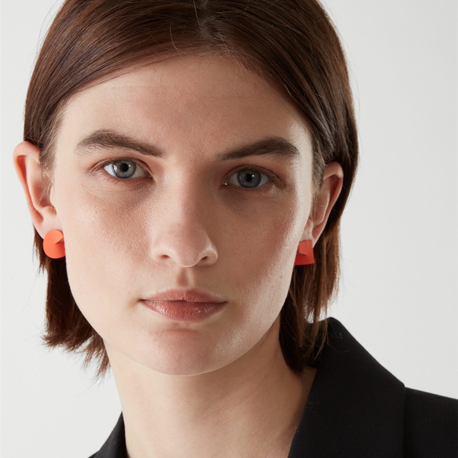 pdo春季新款橘色磨砂不规则耳环