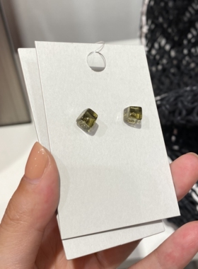 PDO 茶色玻璃不规则小巧百搭COS冷淡风轻奢chic百搭时尚耳钉耳环