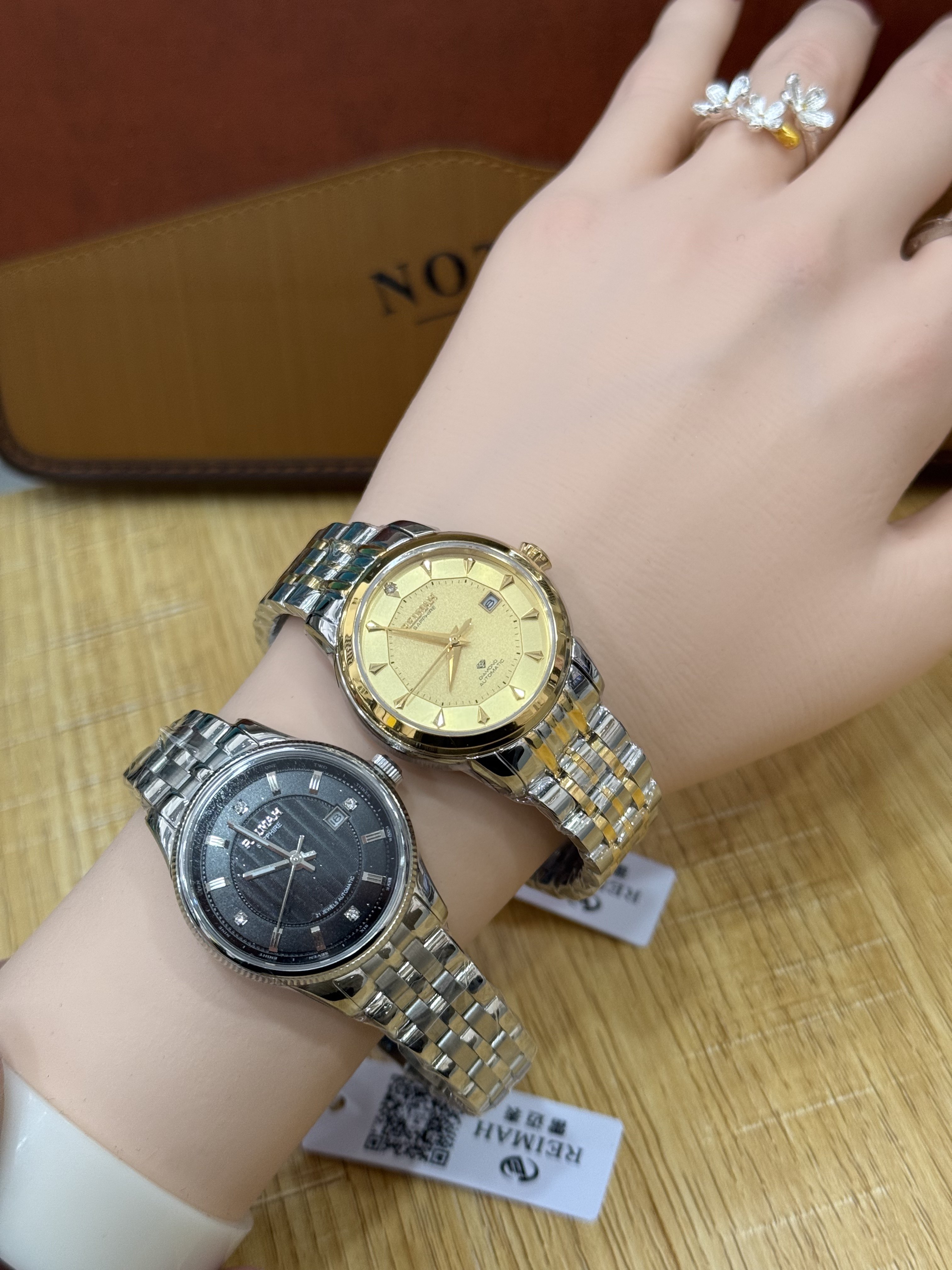 雷迈表REIMAH手表钢带真钻机械表女时尚商务日历8080L/8083L正品