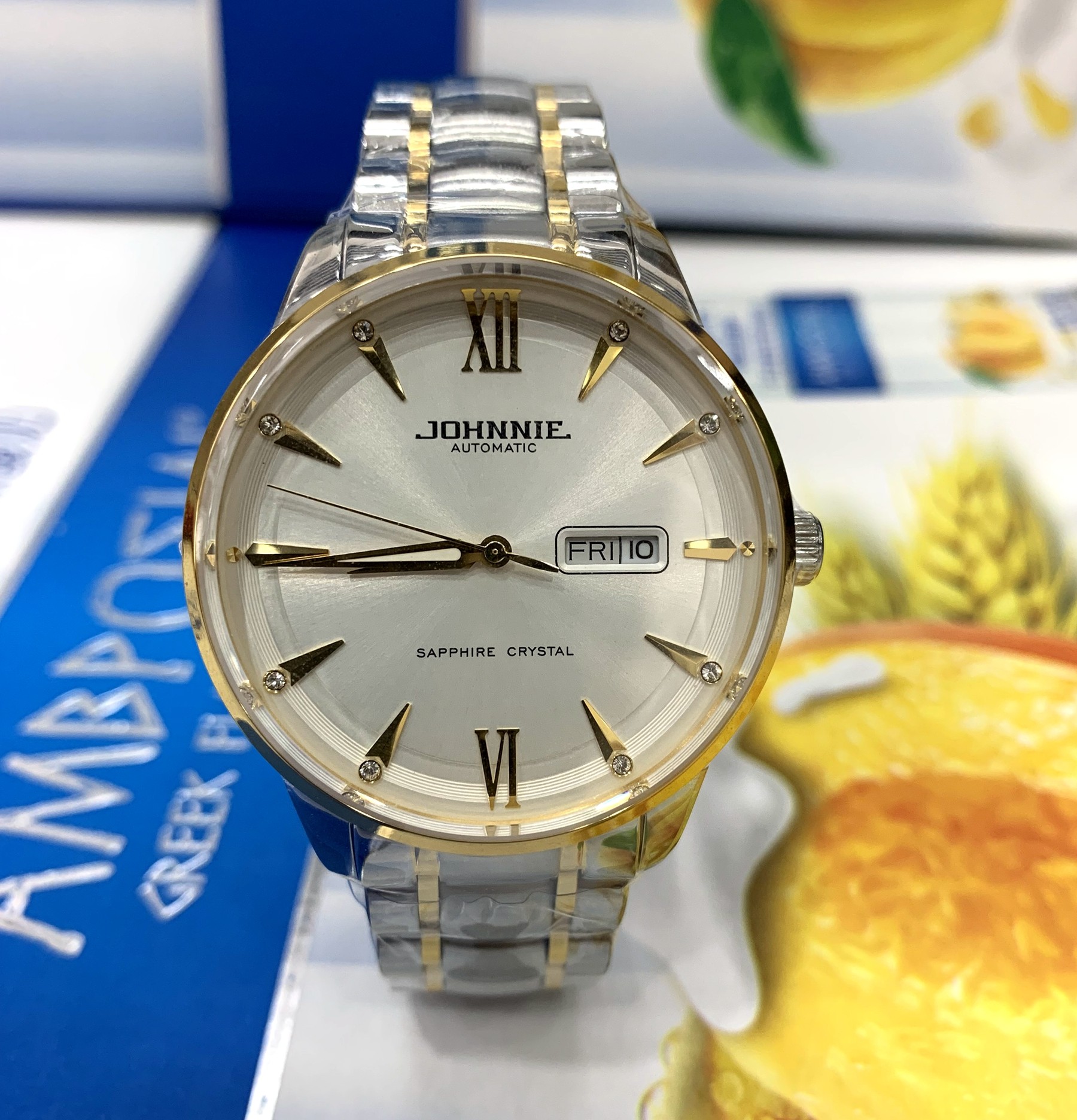 正品johnnie尊尼手表9068防水商务精钢日历情侣对标表全自动机械