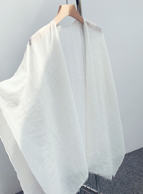外单白色树皮皱防晒外披空调房披肩夏季防晒斗篷1714