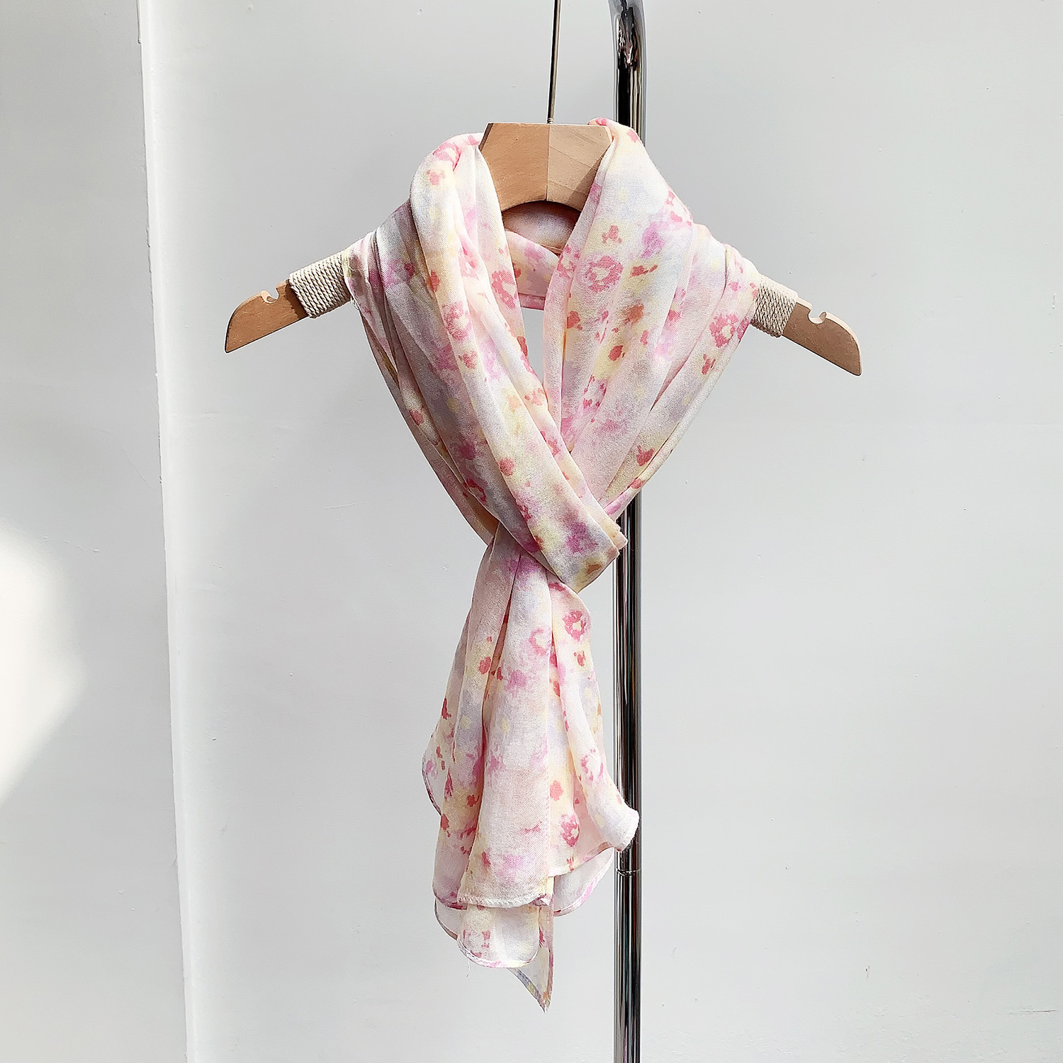 日单清新粉色小碎花披肩长方形大围巾软糯人棉大尺寸可做桌布001