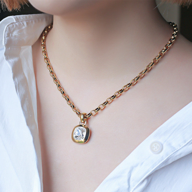 流光闪耀丹麦高奢dk经典百搭叠戴金银不掉色施华方钻水晶项链情侣