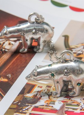 北极熊环游世界acwwf镀银项链