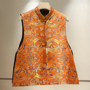 凤凰印花遮肉中国风新中式马甲女2026春季新款高端国风两面穿马夹