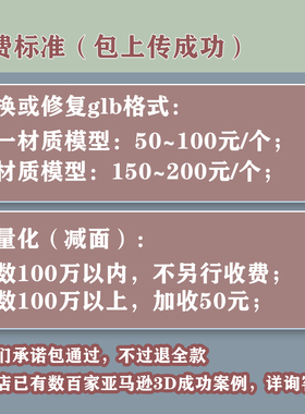 亚马逊3d模型上传包过stp/fbx/c4d/max/keyshot等转glb格式+修复