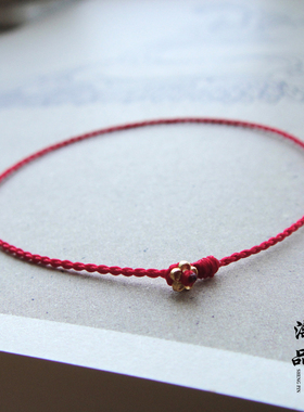 定做925银设计款小桃花红绳手链