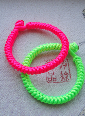 粗犷个性荧光绿粉手绳手链夏日