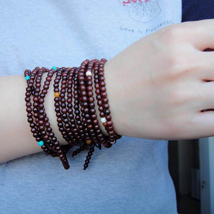 五福临门单珠4毫米216颗小叶紫檀佛珠念珠手串饰品蜜蜡松石牙隔珠