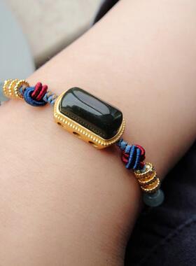 墨玉孤品原创设计风古法金手绳