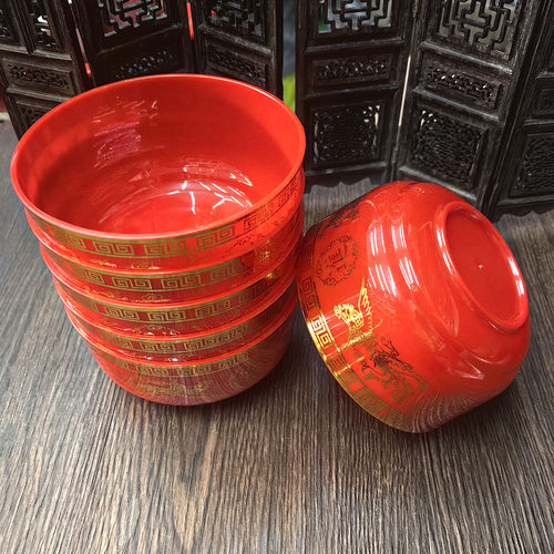 烫金大红塑料碗供品碗