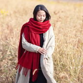 2025新款 秋冬超大加宽保暖纯色围巾披肩加厚休闲百搭旅游拍照披巾