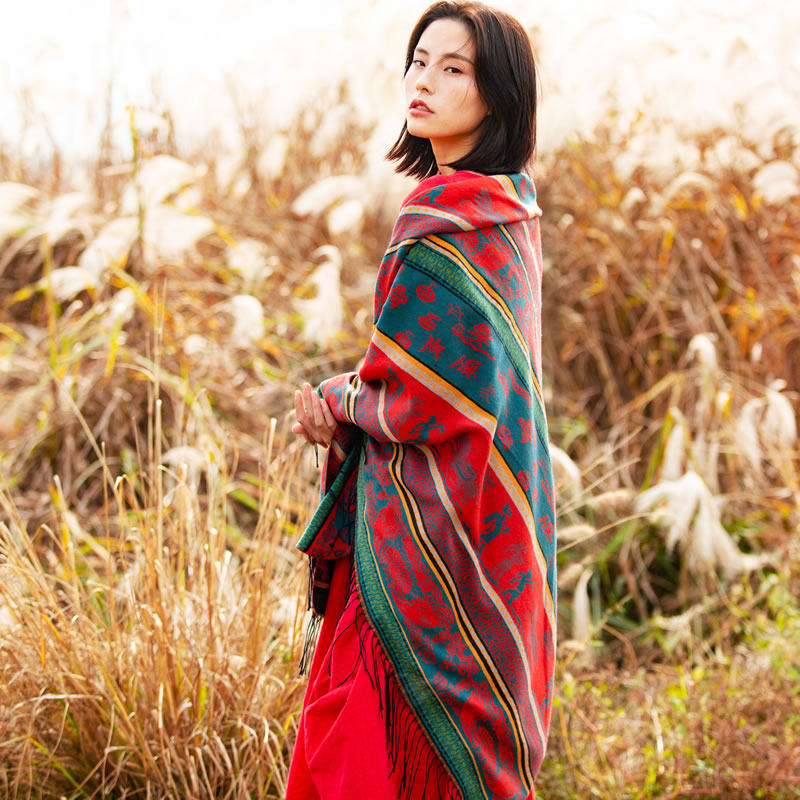 春季民族风大方巾围巾春秋披肩外搭旅游拍照保暖披巾厚斗篷两用女,服饰配件/皮带/帽子/围巾,围巾/丝巾/披肩,淘宝优惠券,粉丝福利购,淘宝优惠卷
