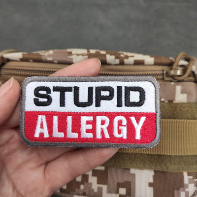 STUPID ALLERGY对笨蛋过敏个性刺绣魔术贴章搞怪背包肩贴帽贴章潮